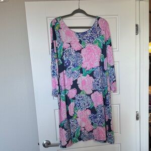 Lilly Pulitzer Pink and Blue Floral Long Sleeve Dress